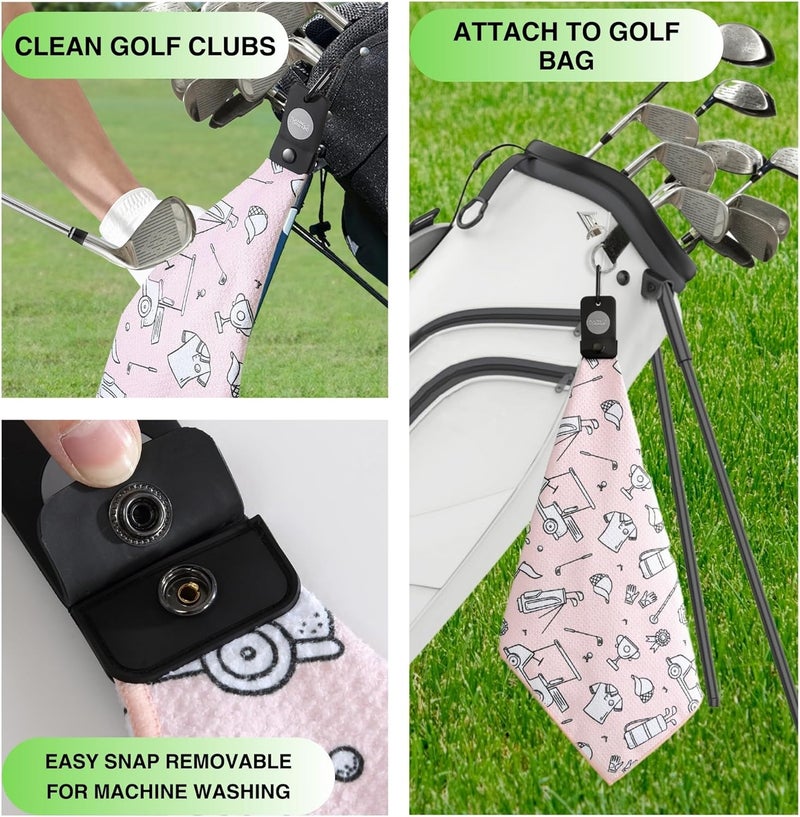 Playing It Forward Magnetic Golf Towels for Golf Bags with Clip & Ultra Strong Magnet - Waffle Weave Microfiber Towel for Secure Hold on Bags & Carts - Ideal Club Cleaner & Accessories - Doodle Sketch - Image 2